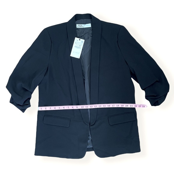NWT Zara Black Crepe Oversized Boyfriend Blazer - Picture 10 of 12